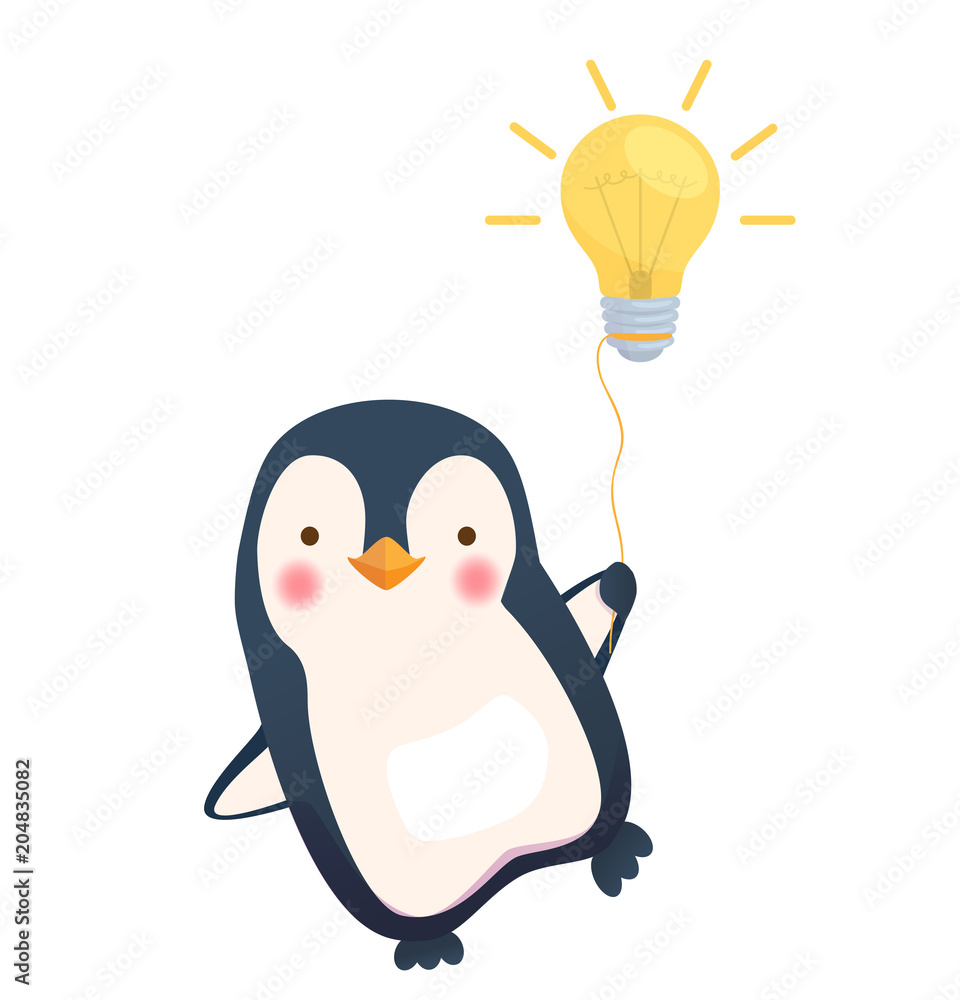 Fototapeta premium penguin holding lamp