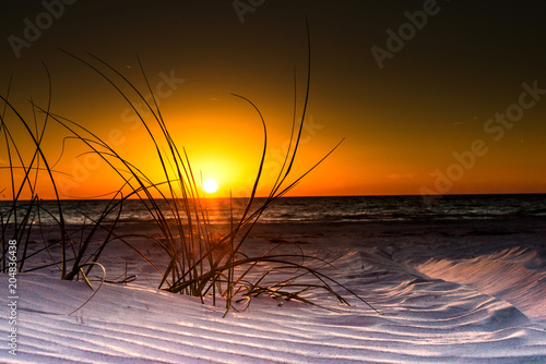 Sand dunes at the beach, sunset
