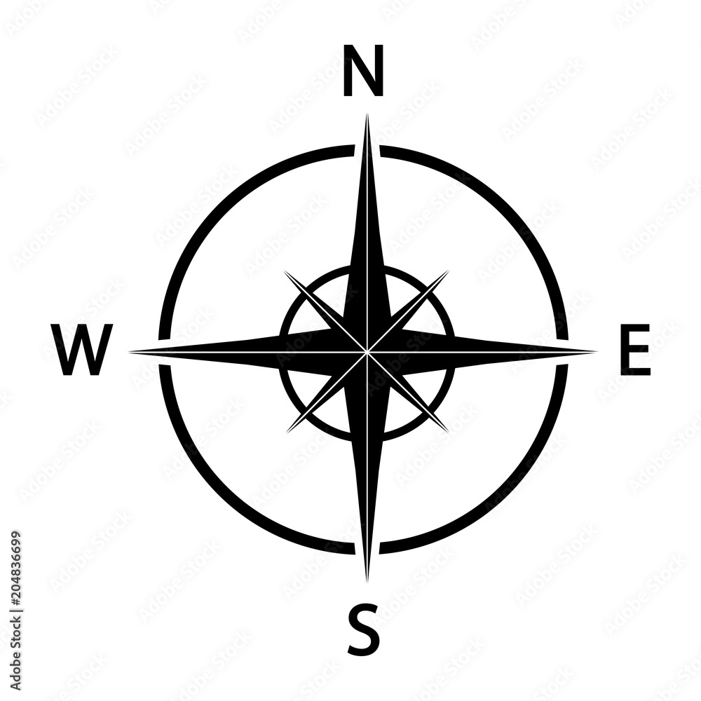 Compass icon. Black silhouette. Vector illustration Compass icon. Black silhouette. Vector illustration