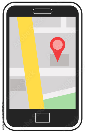 Map on a cellphone vector image