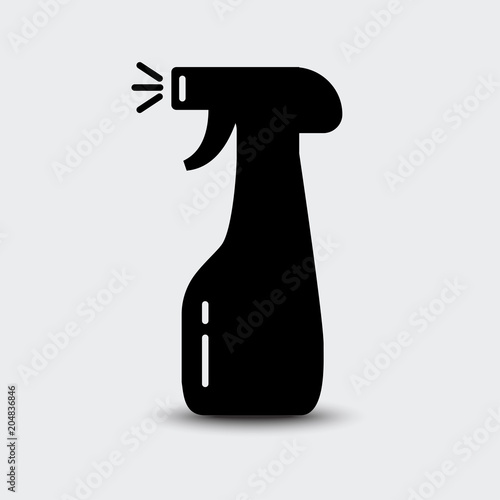 Spray bottle. Cleaning agent. Black silhouette. Vector illustration