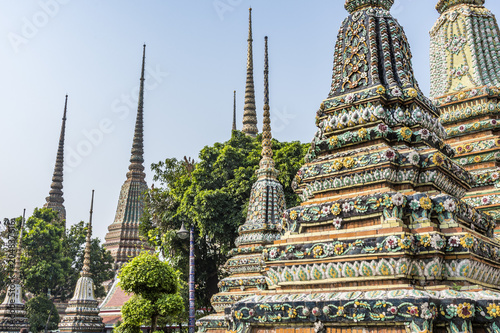 Several towers of Bangkok Palace temples. Thailand