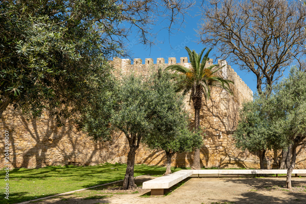 View of the garden near the Governors Castle (Castelo dos Governadores) in Lagos, Algarve, Portugal,