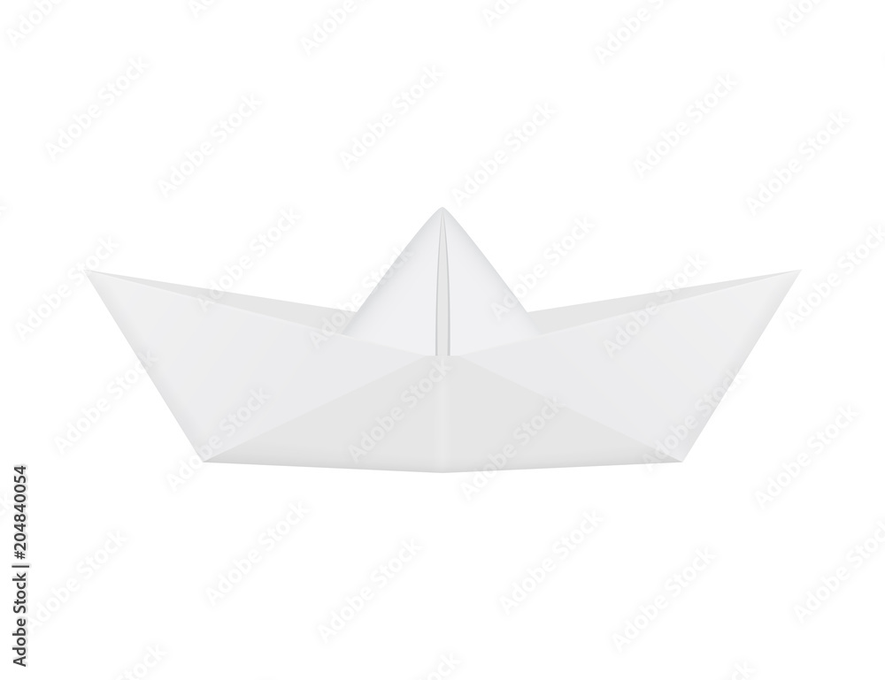 Realistic white origami boat. Folded paper ship. Isolated vector. Realistic white origami boat. Folded paper ship. Isolated vector.