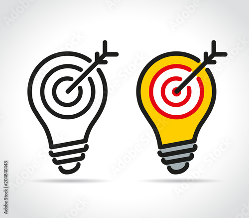 target in lightbulb icons on white background