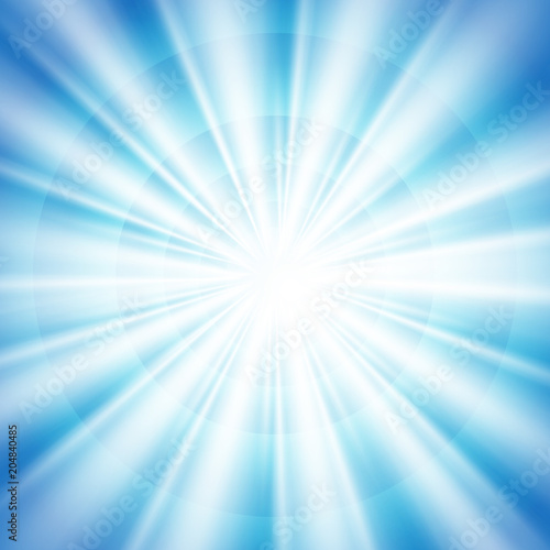 Abstract of blue sky with sun burst in center background. Designing with bright light in blue sky. Illustration vector eps10