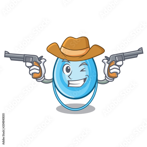 Cowboy oxygen mask character cartoon