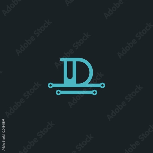 Letter D logotype green and blue color  Technology and digital abstract dot connection vector logo  Letter D Circuit Logo Design