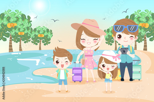 happy family on the beach