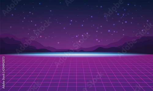 Retro background in style the 80s. Poster template. Vector illustration.