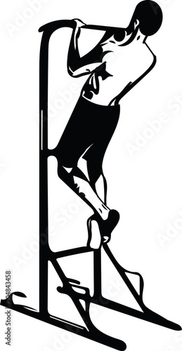 drawing of man doing Crossfit Push Ups With Trx Fitness Straps In The Gym