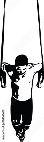 drawing of man doing Crossfit Push Ups With Trx Fitness Straps In The Gym