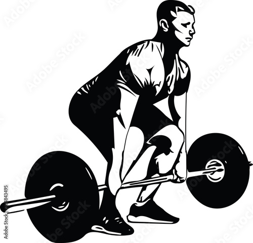 weightlift workout at the gym with barbell