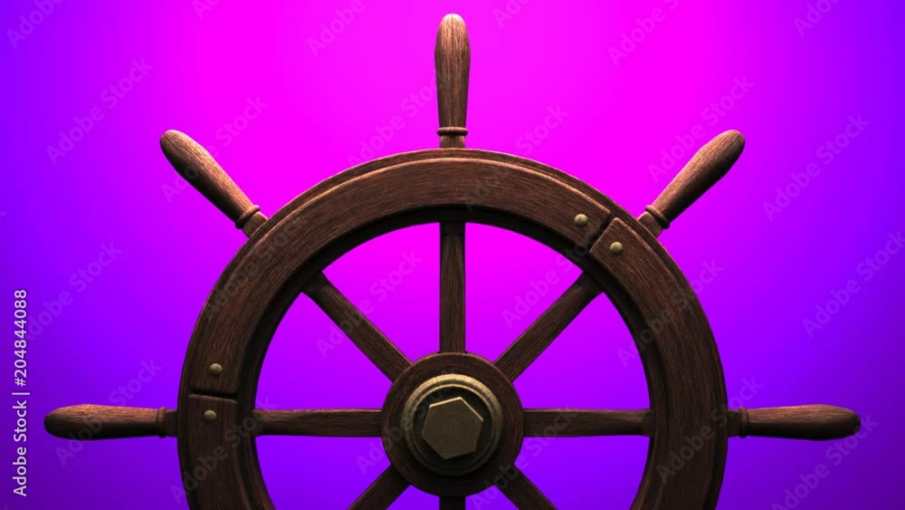 Rudder on purple background.3DCG rendering animation that can loop ...