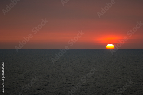 Big sun Out of focus By the sea in Chanthaburi. It is beautiful in nature. Can be seen from the viewpoint.
