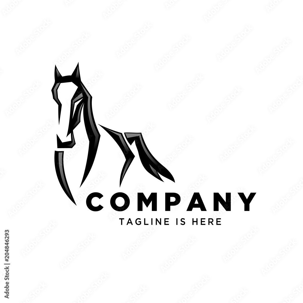 front view running horse logo