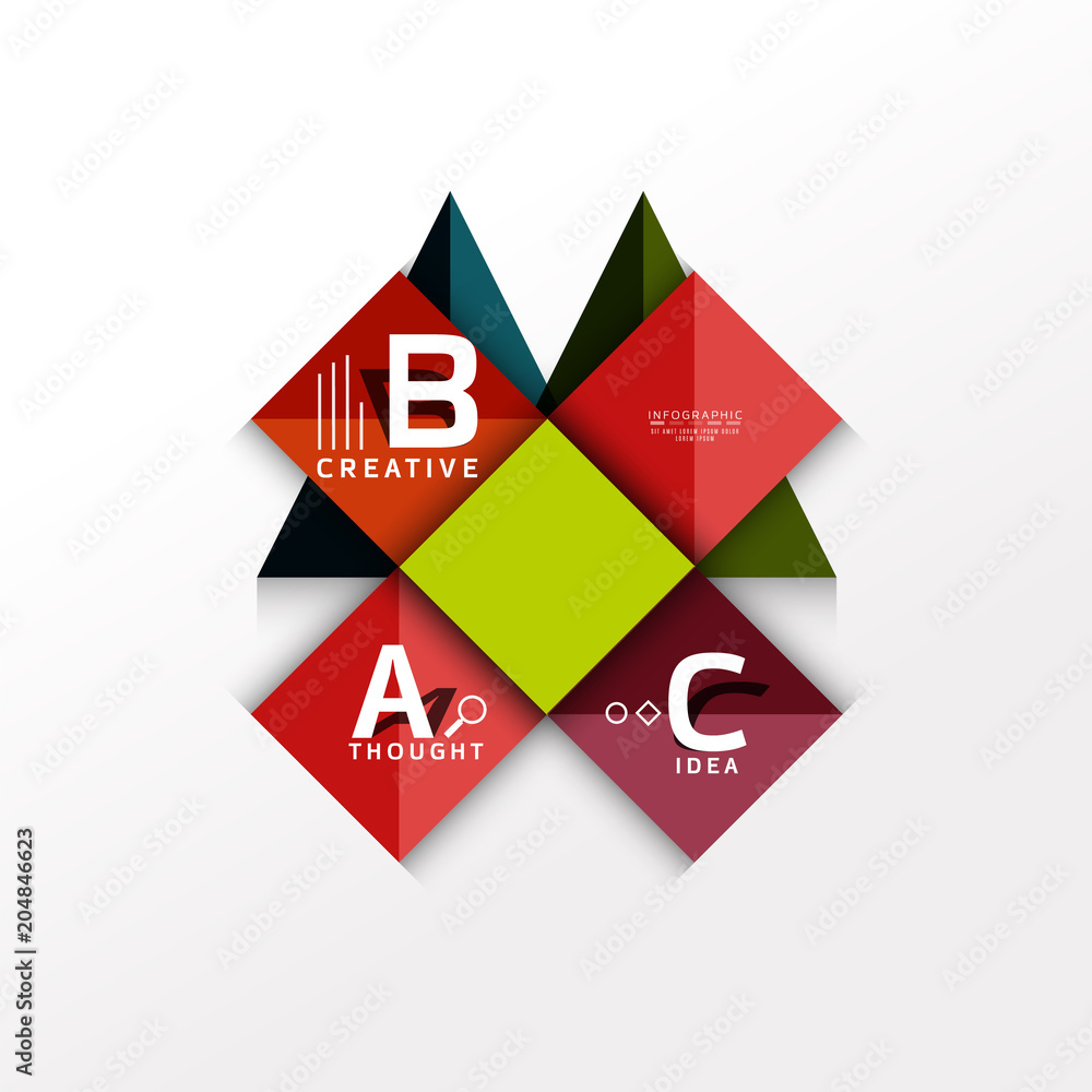 Geometric infographic banner, paper info diagram created with color shapes Geometric infographic banner, paper info diagram created with color shapes
