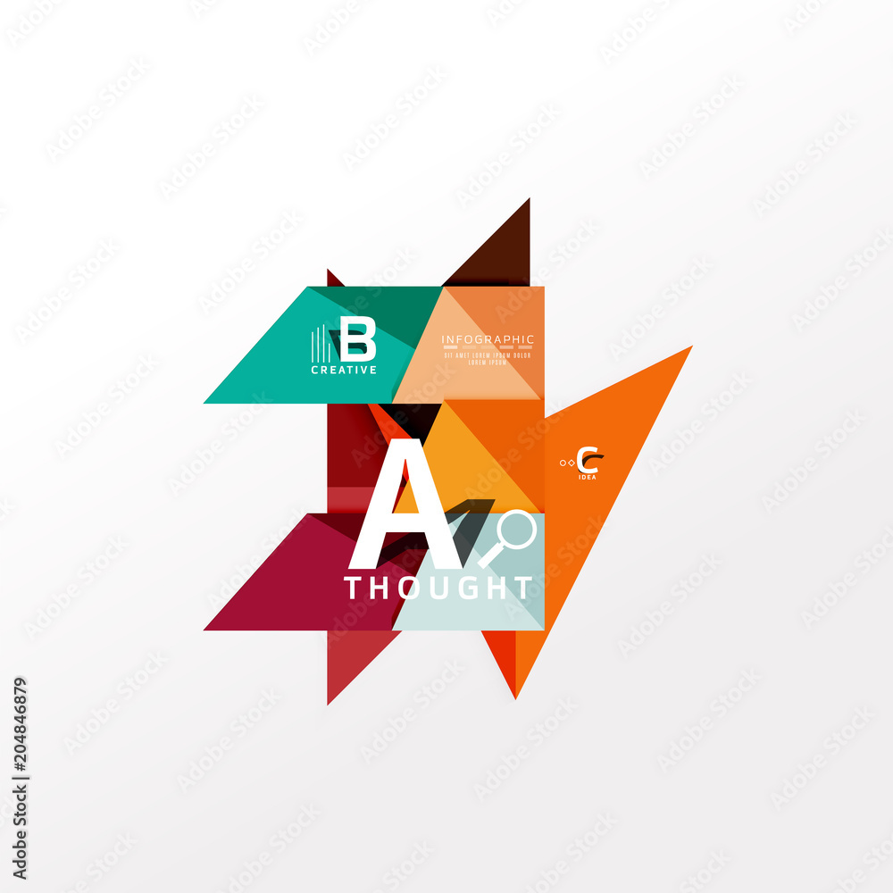 Geometric infographic banner, paper info diagram created with color shapes Geometric infographic banner, paper info diagram created with color shapes