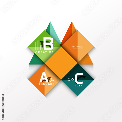 Free Download Geometric infographic banner, paper info diagram created with color shapes - GFXLoad