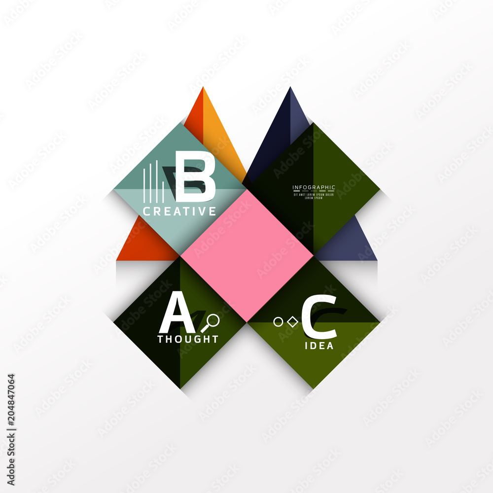 Geometric infographic banner, paper info diagram created with color shapes Geometric infographic banner, paper info diagram created with color shapes