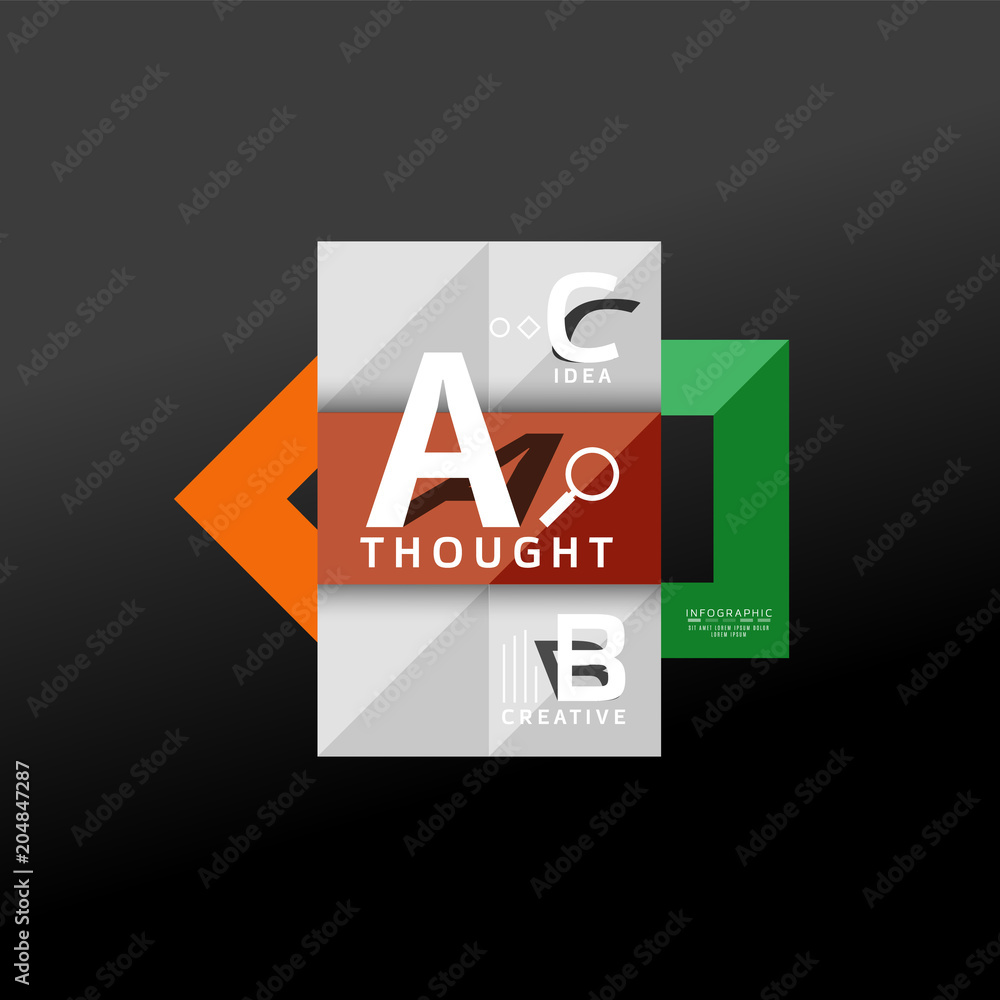 Geometric infographic banner, paper info diagram created with color shapes Geometric infographic banner, paper info diagram created with color shapes