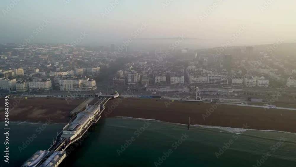 Drone video of Brighton Beach and town at dawn Drone video of Brighton Beach and town at dawn