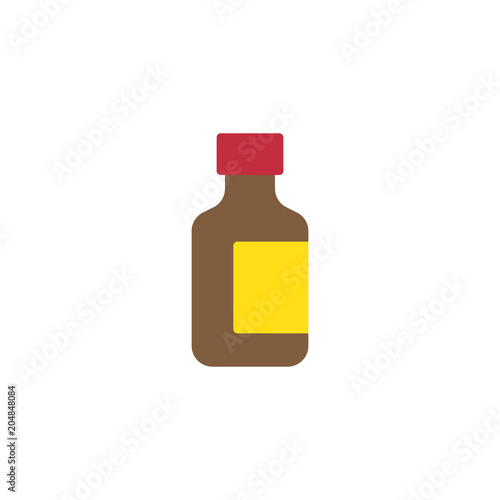 Medicine bottle flat icon, vector sign, colorful pictogram isolated on white. Cough medical syrup symbol, logo illustration. Flat style design