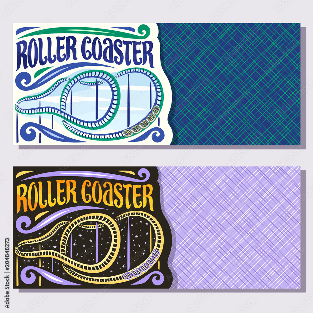 Vector banners for Roller Coaster with copy space cartoon train