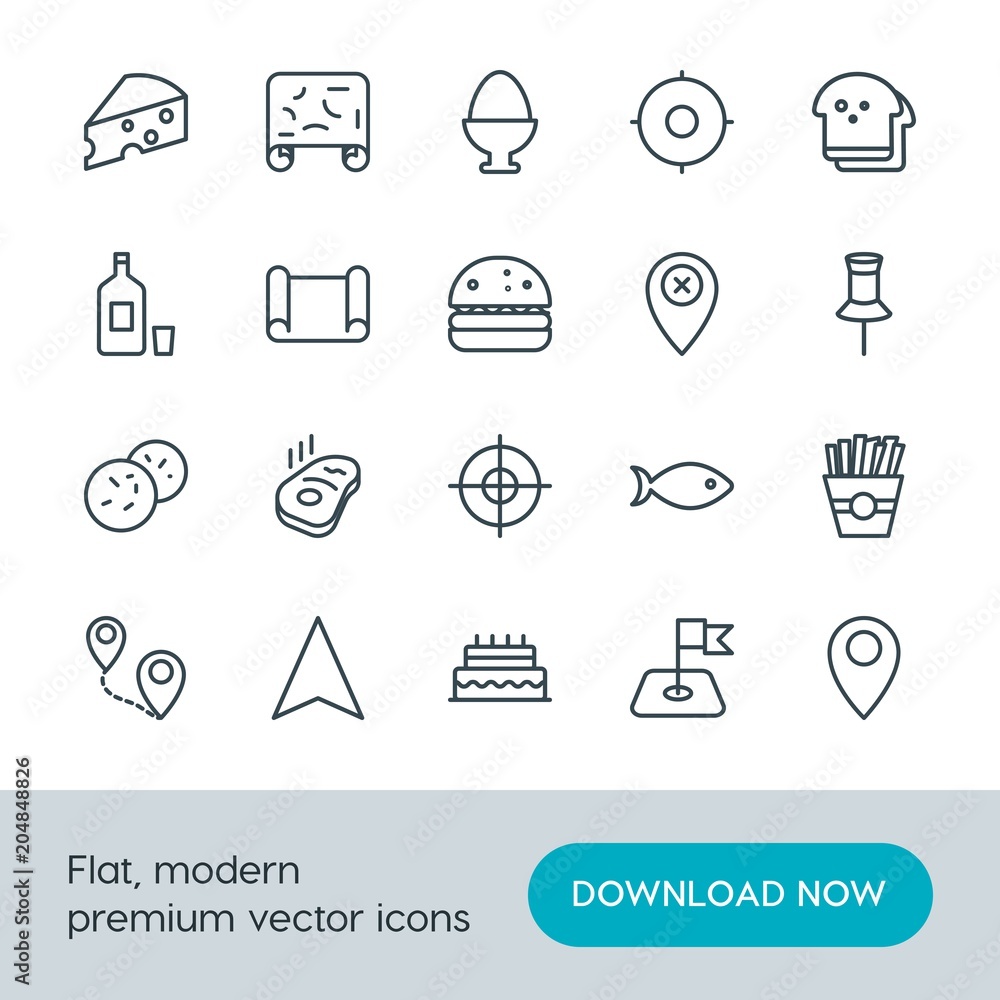 Modern Simple Set of food, location, drinks Vector outline Icons. Contains such Icons as location, celebration, pin, beef, egg, sweet and more on white background. Fully Editable. Pixel Perfect. Modern Simple Set of food, location, drinks Vector outline Icons. Contains such Icons as location, celebration, pin, beef, egg, sweet and more on white background. Fully Editable. Pixel Perfect.
