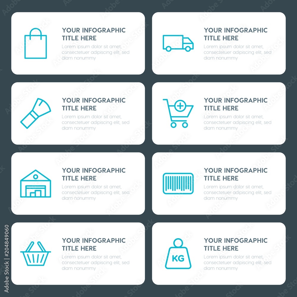 Fototapeta premium Flat shopping, beauty and cosmetics infographic timeline template for presentations, advertising, annual reports