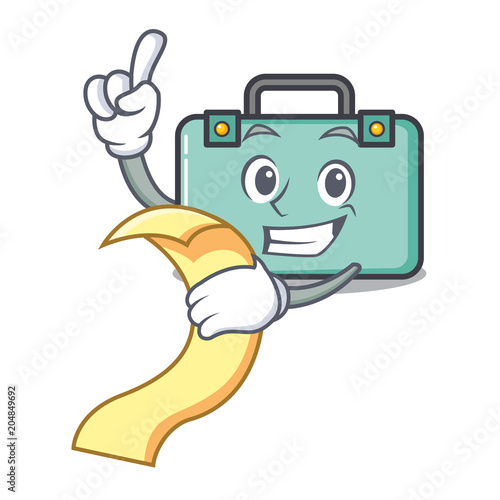 With menu suitcase mascot cartoon style
