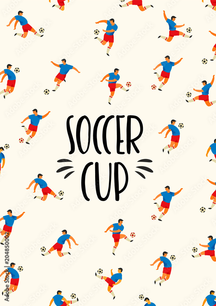 Soccer Cup. Vector template with soccer players.