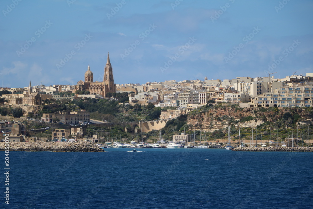 Mgarr at Gozo Island of Malta at Mediterranean Sea 
