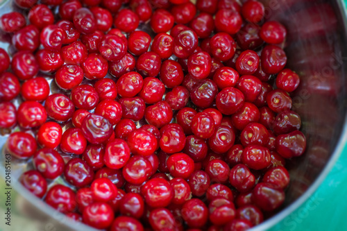 Εκτύπωση καμβά Sweet red Cherry in Bowl on Table