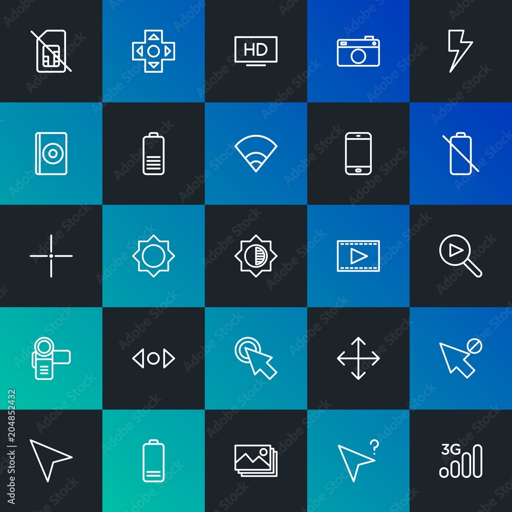 Modern Simple Set of mobile, video, photos, cursors Vector outline Icons. Contains such Icons as background, tv, technology and more on dark and gradient background. Fully Editable. Pixel Perfect. Modern Simple Set of mobile, video, photos, cursors Vector outline Icons. Contains such Icons as background, tv, technology and more on dark and gradient background. Fully Editable. Pixel Perfect.