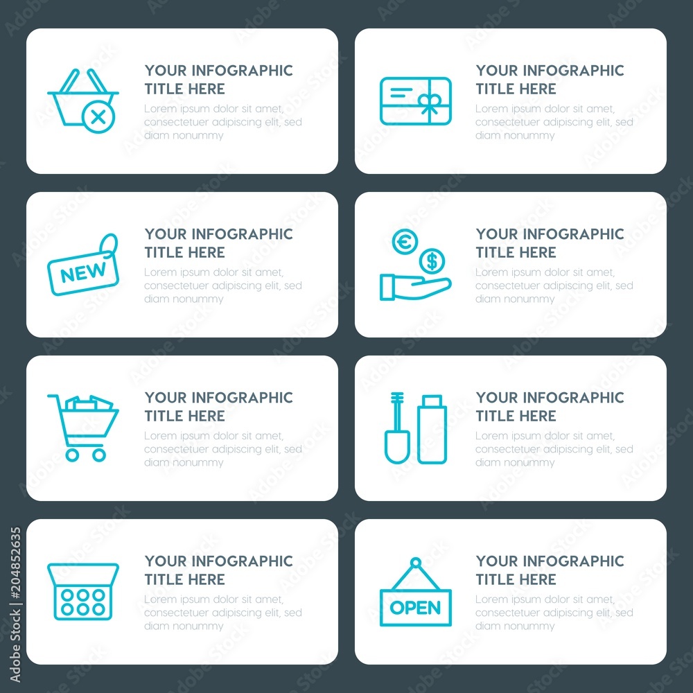 Fototapeta premium Flat shopping, beauty and cosmetics infographic timeline template for presentations, advertising, annual reports