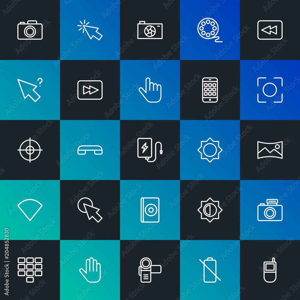 Modern Simple Set of mobile, video, photos, cursors Vector outline Icons. Contains such Icons as back, phone, concept, hand and more on dark and gradient background. Fully Editable. Pixel Perfect. Modern Simple Set of mobile, video, photos, cursors Vector outline Icons. Contains such Icons as back, phone, concept, hand and more on dark and gradient background. Fully Editable. Pixel Perfect.