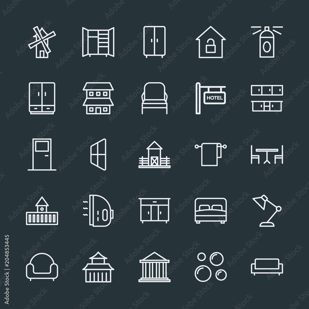 Modern Simple Set of buildings, furniture, housekeeping Vector outline Icons. Contains such Icons as open, security, modern, home, foam and more on dark background. Fully Editable. Pixel Perfect. Modern Simple Set of buildings, furniture, housekeeping Vector outline Icons. Contains such Icons as open, security, modern, home, foam and more on dark background. Fully Editable. Pixel Perfect.