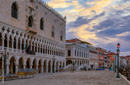 Doge's Palace at St. Mark's Square in Venice Italy at sunrise