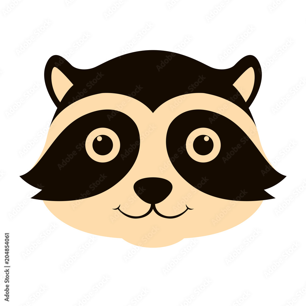 raccoon face head vector illustration flat style front Stock Vector ...