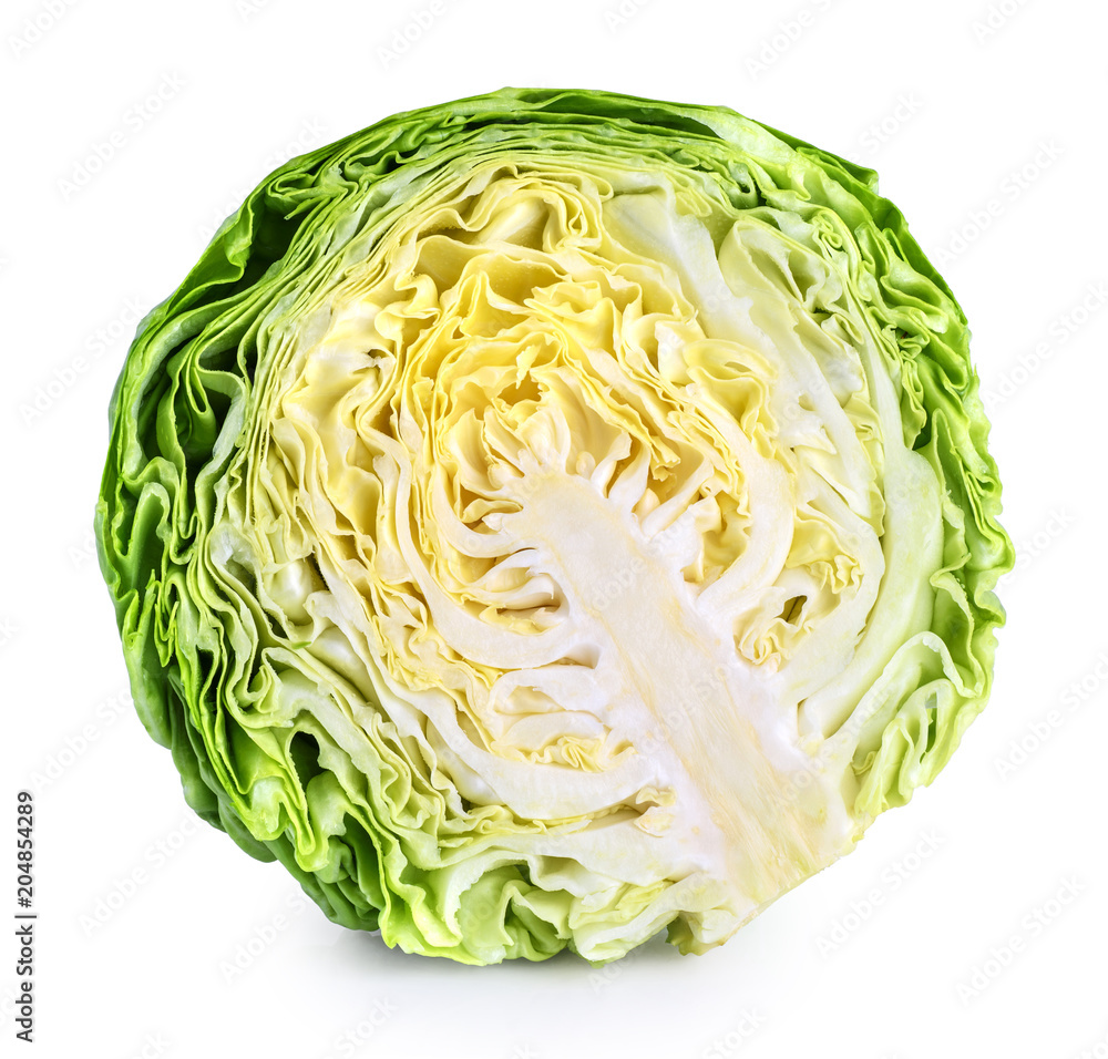Sliced cabbage isolated on white background. - obrazy, fototapety, plakaty 