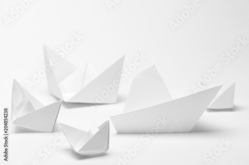 Wallpaper Mural Set of origami paper boats. Leadership and business concept Torontodigital.ca