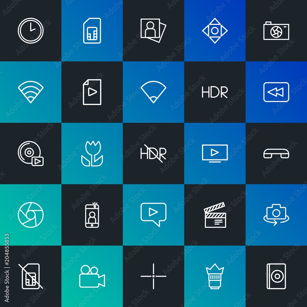Modern Simple Set of mobile, video, photos, cursors Vector outline Icons. Contains such Icons as disc, person, portrait, lens and more on dark and gradient background. Fully Editable. Pixel Perfect. Modern Simple Set of mobile, video, photos, cursors Vector outline Icons. Contains such Icons as disc, person, portrait, lens and more on dark and gradient background. Fully Editable. Pixel Perfect.