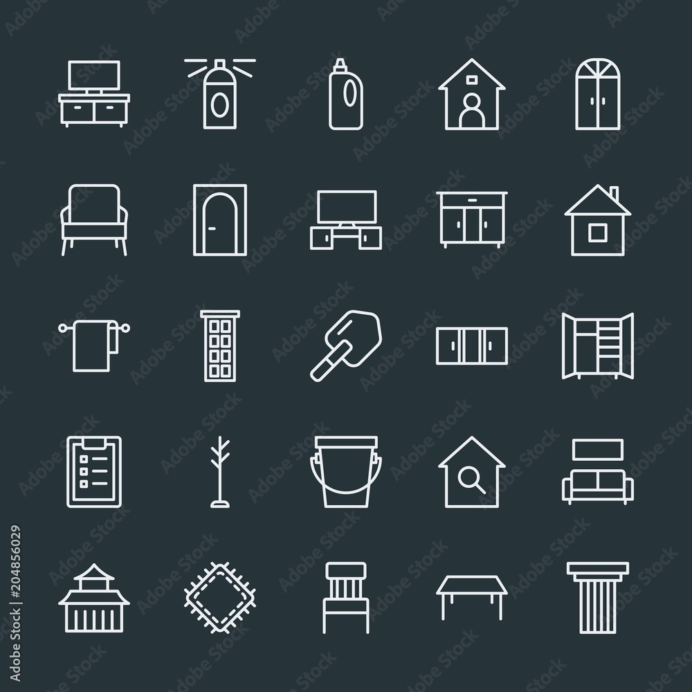 Modern Simple Set of buildings, furniture, housekeeping Vector outline Icons. Contains such Icons as chinese, sofa, room, spray, top, tv and more on dark background. Fully Editable. Pixel Perfect. Modern Simple Set of buildings, furniture, housekeeping Vector outline Icons. Contains such Icons as chinese, sofa, room, spray, top, tv and more on dark background. Fully Editable. Pixel Perfect.
