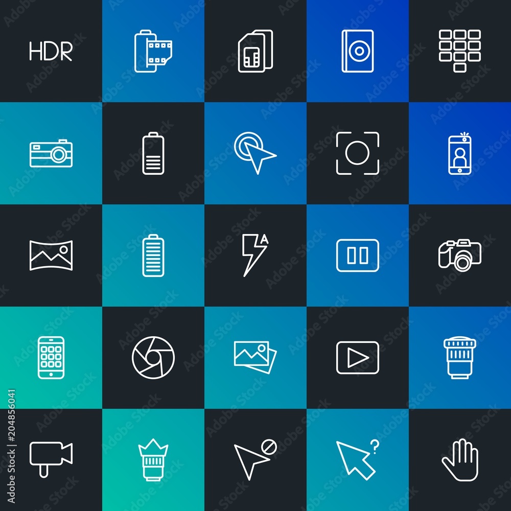 Modern Simple Set of mobile, video, photos, cursors Vector outline Icons. Contains such Icons as movie, cursor, objective and more on dark and gradient background. Fully Editable. Pixel Perfect. Modern Simple Set of mobile, video, photos, cursors Vector outline Icons. Contains such Icons as movie, cursor, objective and more on dark and gradient background. Fully Editable. Pixel Perfect.