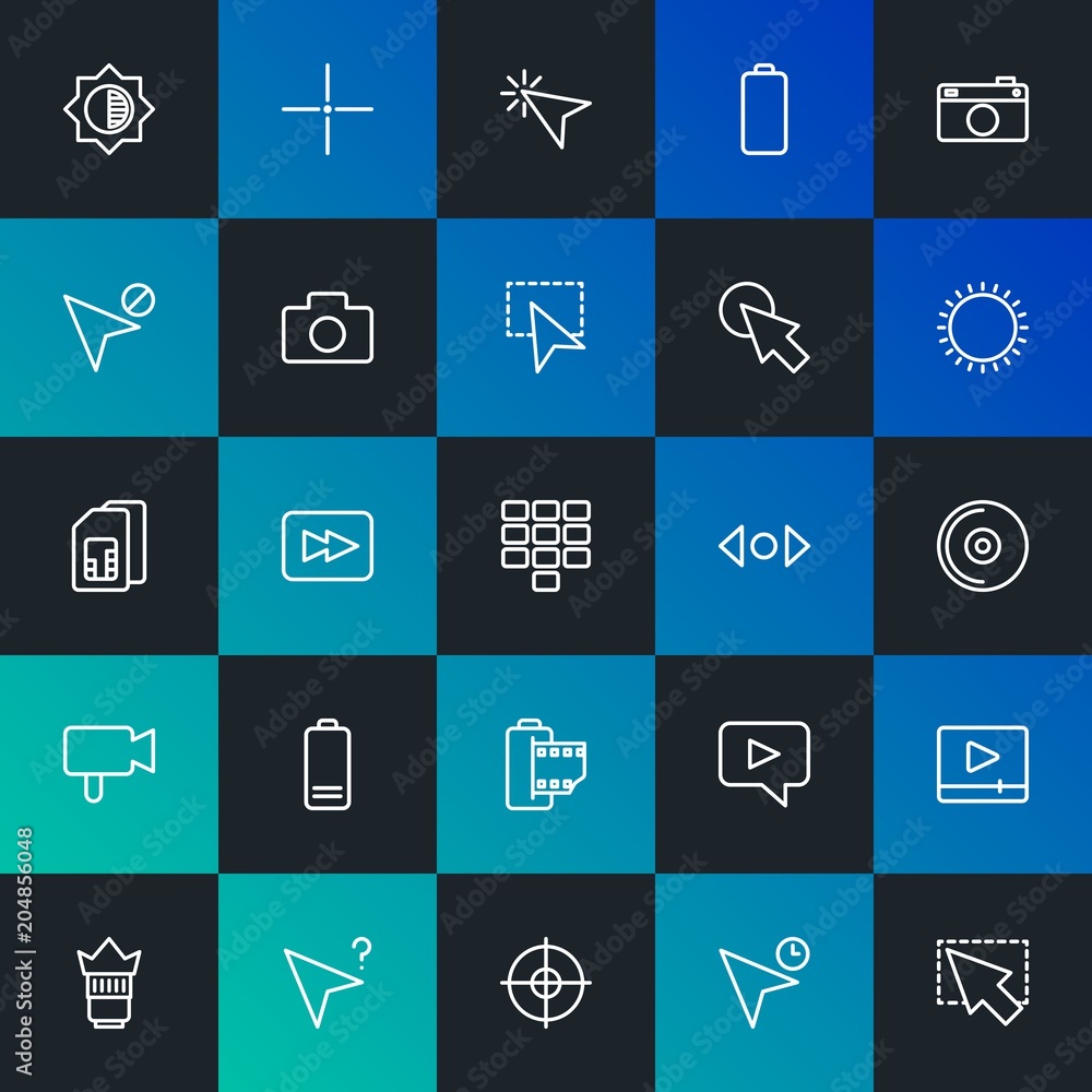 Modern Simple Set of mobile, video, photos, cursors Vector outline Icons. Contains such Icons as button, no, background and more on dark and gradient background. Fully Editable. Pixel Perfect. Modern Simple Set of mobile, video, photos, cursors Vector outline Icons. Contains such Icons as button, no, background and more on dark and gradient background. Fully Editable. Pixel Perfect.
