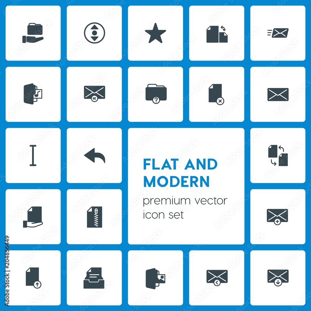 Modern Simple Set of folder, cursors, files, email Vector fill Icons. Contains such Icons as office, upload, vote, letter, receive, all and more on dark background. Fully Editable. Pixel Perfect Modern Simple Set of folder, cursors, files, email Vector fill Icons. Contains such Icons as office, upload, vote, letter, receive, all and more on dark background. Fully Editable. Pixel Perfect