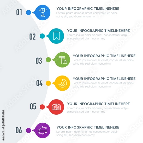 Flat charts, bookmarks, education infographic timeline template with 7 options for presentations, advertising, annual reports
