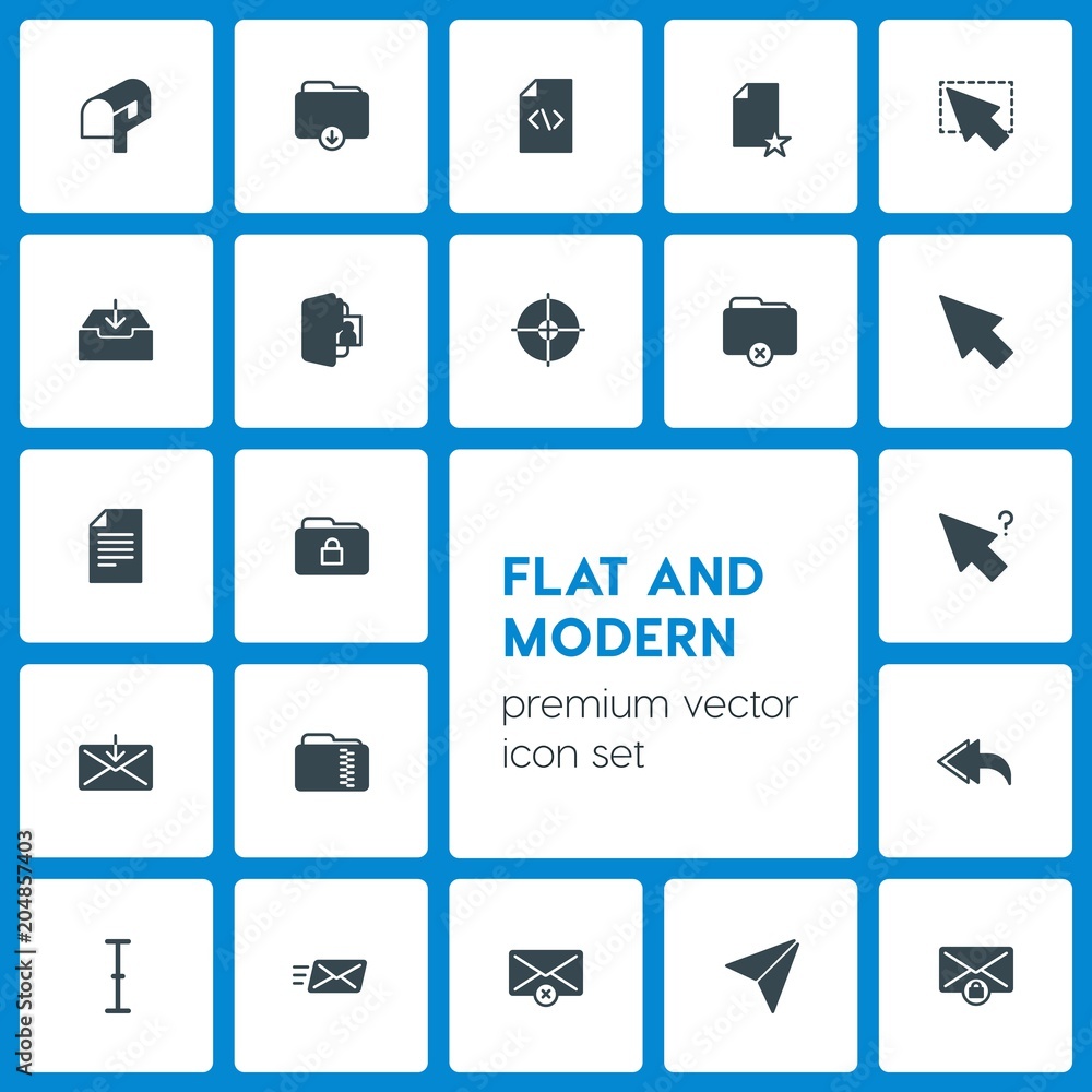 Modern Simple Set of folder, cursors, files, email Vector fill Icons. Contains such Icons as white, folder, system, file, document, box and more on dark background. Fully Editable. Pixel Perfect Modern Simple Set of folder, cursors, files, email Vector fill Icons. Contains such Icons as white, folder, system, file, document, box and more on dark background. Fully Editable. Pixel Perfect