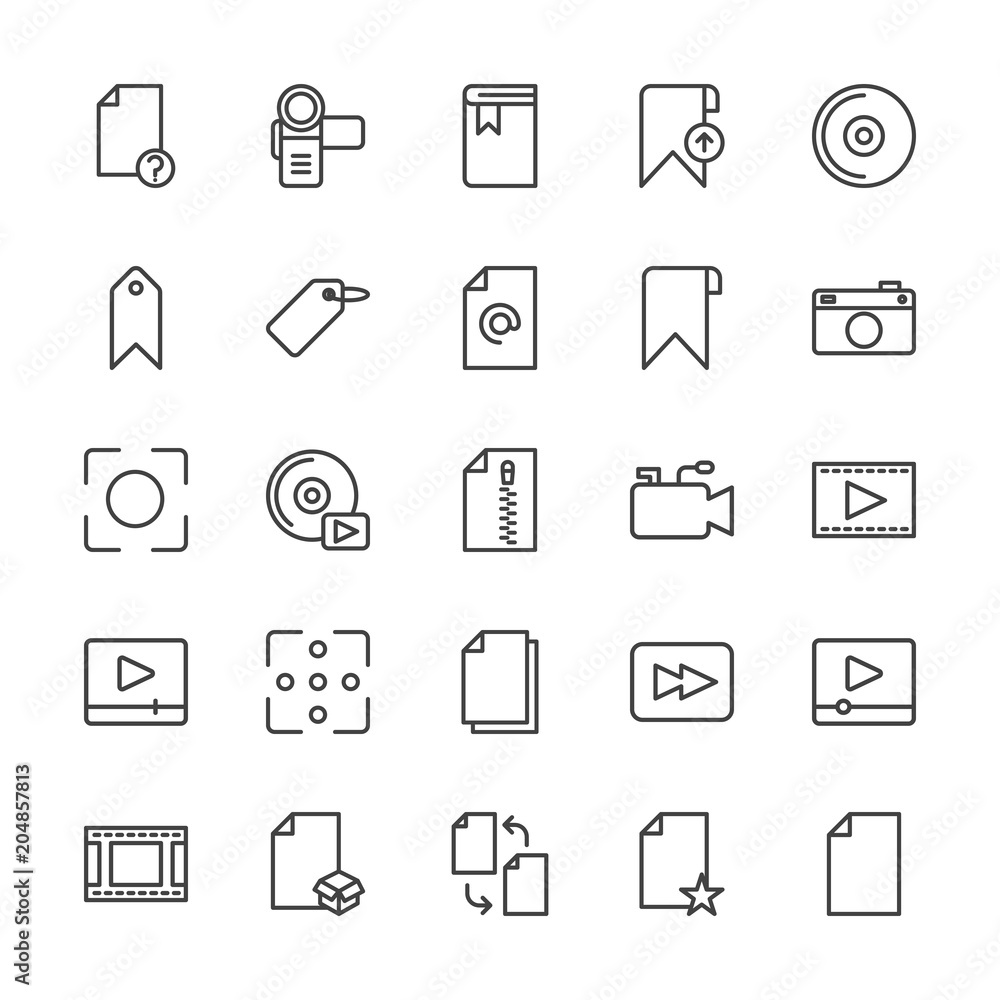 Modern Simple Set of video, photos, bookmarks, files Vector outline Icons. Contains such Icons as forward, download, hand, tag, upload and more on white background. Fully Editable. Pixel Perfect. Modern Simple Set of video, photos, bookmarks, files Vector outline Icons. Contains such Icons as forward, download, hand, tag, upload and more on white background. Fully Editable. Pixel Perfect.